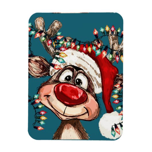 Festive Reindeer Christmas Shower Curtain Magneet (Verticaal)