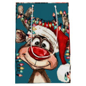Festive Reindeer Christmas Shower Curtain Medium Cadeauzakje (Achterkant)