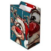 Festive Reindeer Christmas Shower Curtain Medium Cadeauzakje (Achterkant Gekanteld)