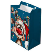 Festive Reindeer Christmas Shower Curtain Medium Cadeauzakje (Voorkant Gekanteld)