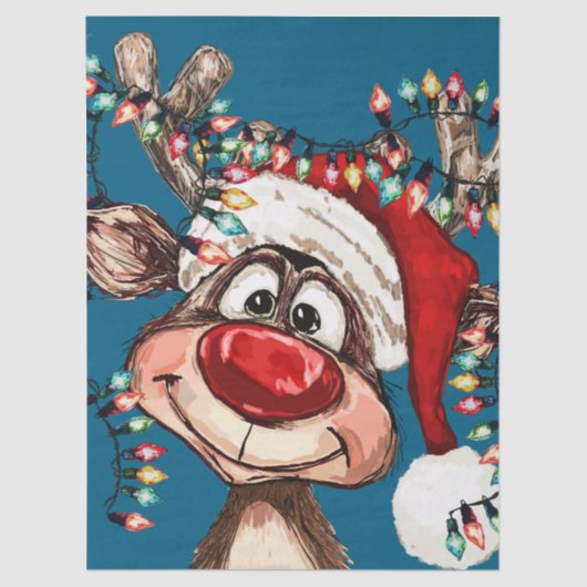 Festive Reindeer Christmas Shower Curtain Tissuepapier (Voorkant)