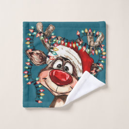 Festive Reindeer Christmas Shower Curtain Washandje