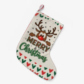 Festive Reindeer Christmas Stocking _Modern  Kleine Kerstsok (Voorkant (Hangend))