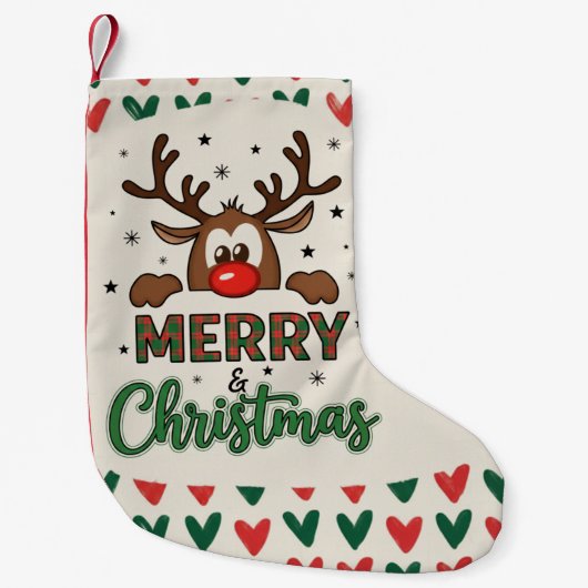 Festive Reindeer Christmas Stocking _Modern  Kleine Kerstsok (Voorkant)
