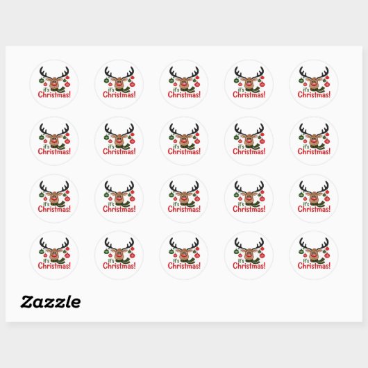 Festive Reindeer Face Cartoon Sticker (Vel)
