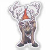 Festive Reindeer in een Santa Hat Sticker (Voorkant)