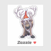 Festive Reindeer in een Santa Hat Sticker (Vel)