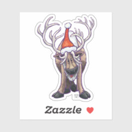 Festive Reindeer in een Santa Hat Sticker