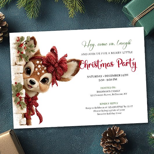 Festive Reindeer Invite editable digital download Kaart