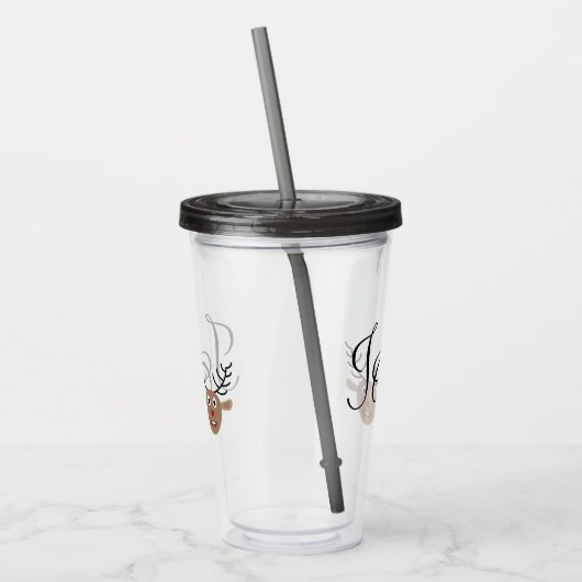 Festive Reindeer Kerstfeestdag Joy Acryl Drinkbeker (Links)
