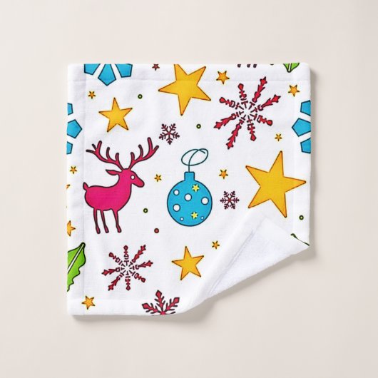 Festive Reindeer Magic Pattern Design Bad Handdoek (Wasdoekje)
