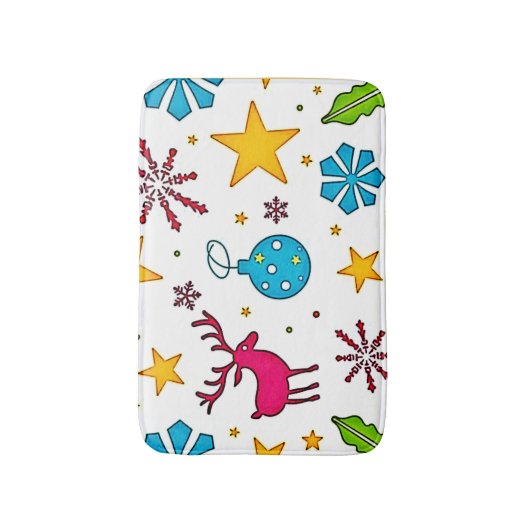 Festive Reindeer Magic Pattern Design Badmat (Voorkant Verticaal)