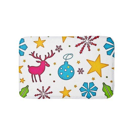 Festive Reindeer Magic Pattern Design Badmat (Voorkant)