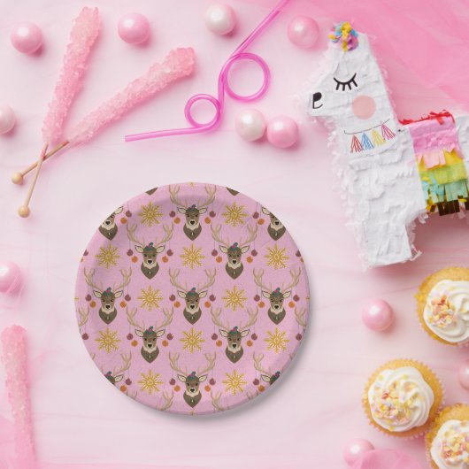 Festive Reindeer Papieren Bordje (Feest)