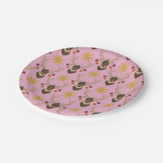 Festive Reindeer Papieren Bordje (Gekanteld)