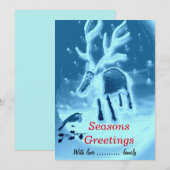 Festive Reindeer, Robin Seasons Greetings Feestdagenkaart (Voorkant / Achterkant)