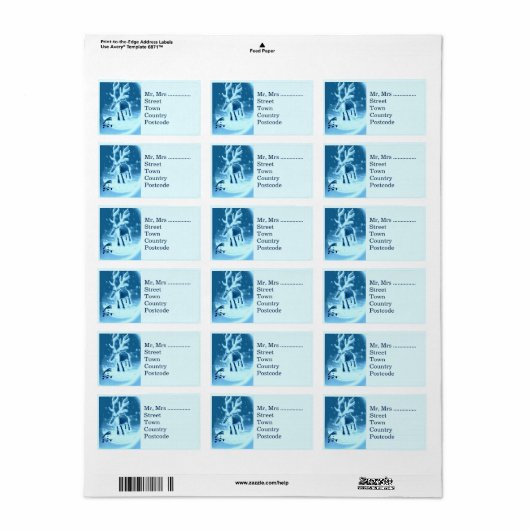 Festive Reindeer Robin Snow Scene Etiket (Full Sheet)