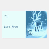 Festive Reindeer Robin Winter Snow Rechthoekige Sticker (Voorkant)