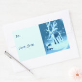 Festive Reindeer Robin Winter Snow Rechthoekige Sticker (Envelop)
