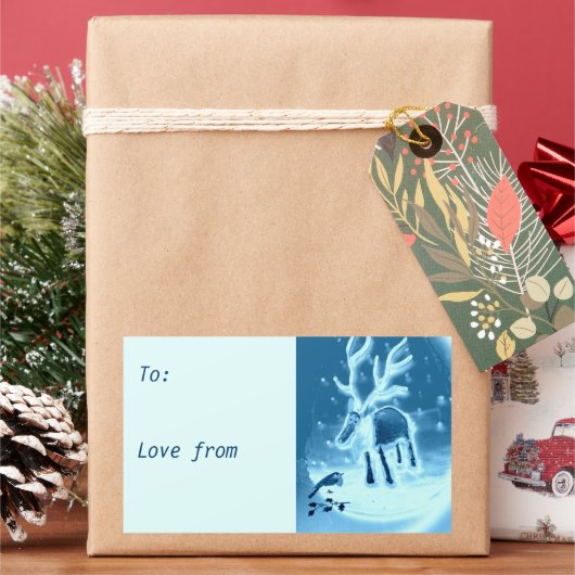 Festive Reindeer Robin Winter Snow Rechthoekige Sticker (Feestdagen)