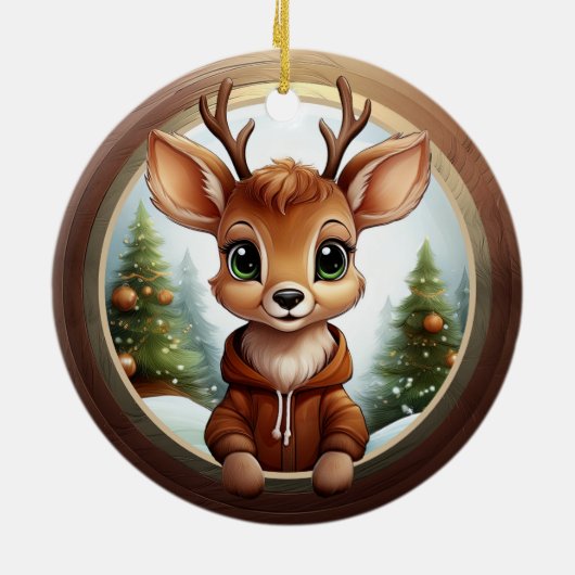 Festive Reindeer Xmas Wooden Frame Decoration 🦌🎄 Keramisch Ornament (Achterkant)
