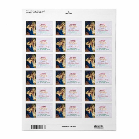 Festive Religious Angels Nativity Merry Christmas Etiket (Full Sheet)