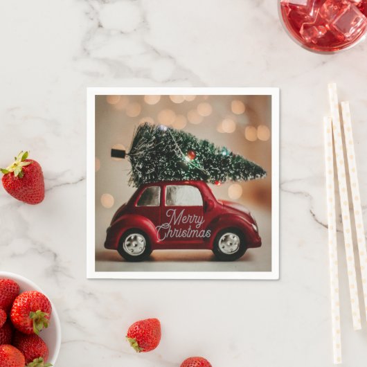 Festive Retro Car Christmas Napkins – Table Set Servet (Insitu)