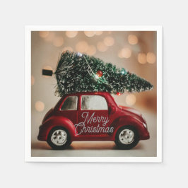 Festive Retro Car Christmas Napkins – Table Set Servet
