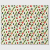 Festive retro kerstfeestbommen cadeaupapier (Vlak)