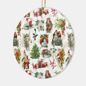 Festive Retro Kerstfeestdag Keramisch Ornament (Links)