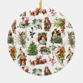 Festive Retro Kerstfeestdag Keramisch Ornament (Achterkant)