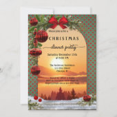 Festive Retro Kerstmis Uitnodiging voor feestdagen (Voorkant)