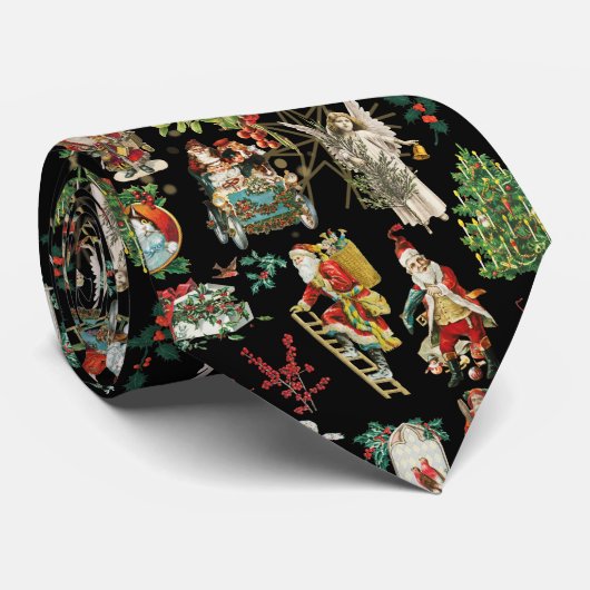 Festive  Retro-kerstpatroon Stropdas (Opgerold)