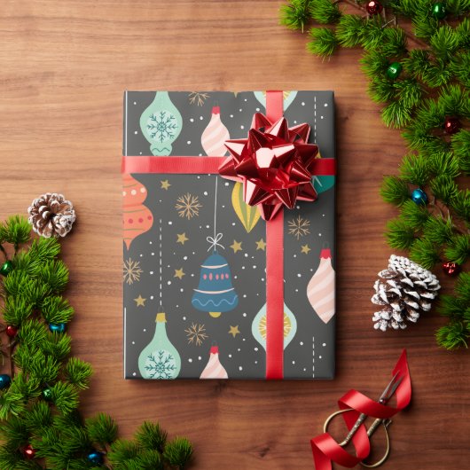 Festive Retro kerstversieringen Cadeaupapier (Feestdagen Geschenken)