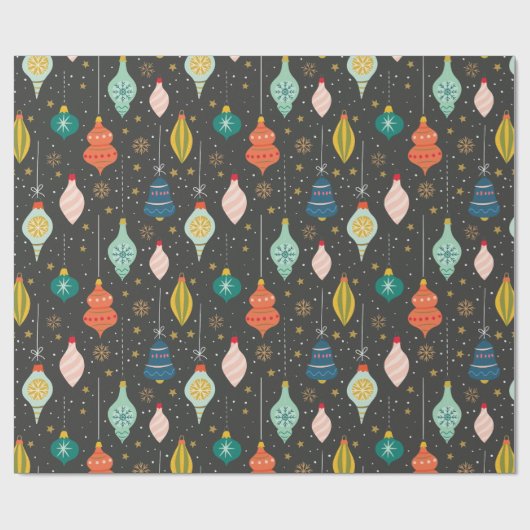 Festive Retro kerstversieringen Cadeaupapier (Vlak)