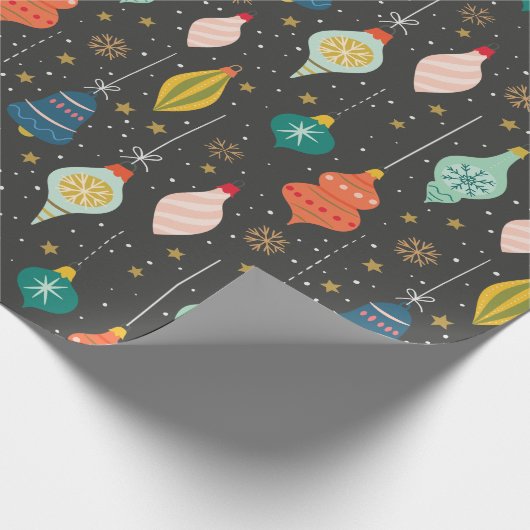 Festive Retro kerstversieringen Cadeaupapier (Hoek)