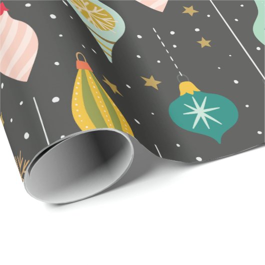Festive Retro kerstversieringen Cadeaupapier (Rol Hoek)