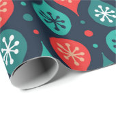 Festive Retro Mid-Century Mod Geometric Green Red Cadeaupapier (Rol Hoek)