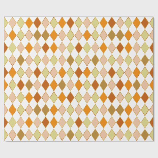 Festive Retro Orange Beige Diamond Pattern Cadeaupapier (Vlak)