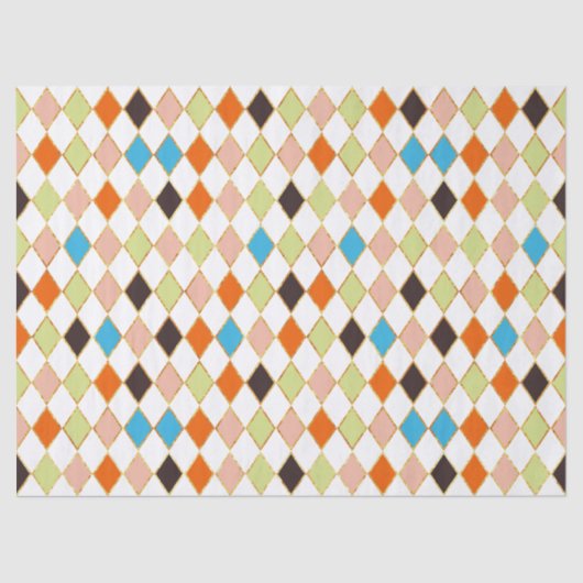 Festive Retro Pastel Diamond Pattern Tissuepapier (Voorkant)