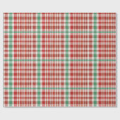 Festive Retro Red Green Textured Plaid Cadeaupapier (Vlak)