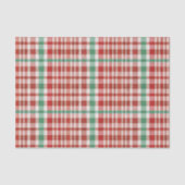 Festive Retro Red Green Textured Plaid  Tissuepapier (Voorkant)