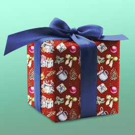Festive retro red vintage patroon cadeaupapier