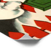 Festive retro  sneeuwkoppel Vakantie poster (Hoek)