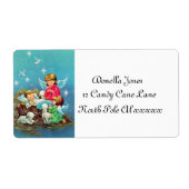 Festive retro vintage kerstfeestay Angels Etiket (Voorkant)