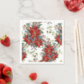 Festive Rich Red Poinsettia flower Napkin Servetten (Insitu)