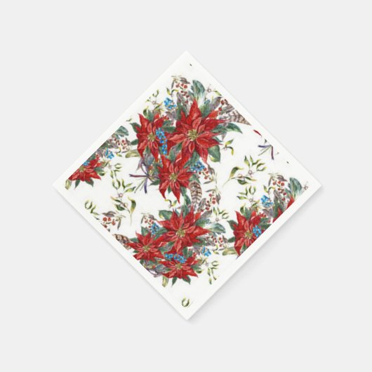 Festive Rich Red Poinsettia flower Napkin Servetten (Hoek)