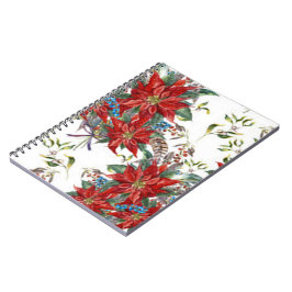 Festive Rich Red Poinsettia flower Note Book Notitieboek