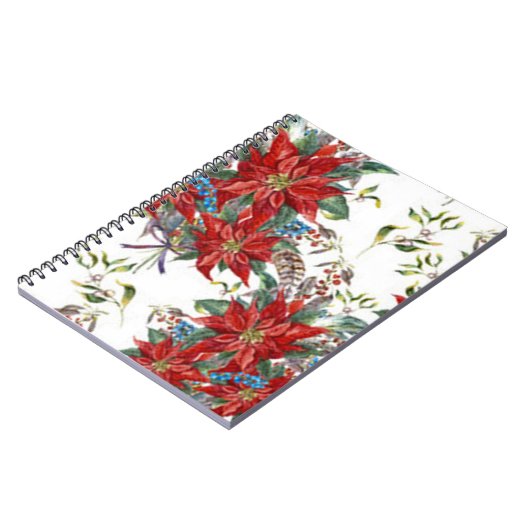 Festive Rich Red Poinsettia flower Note Book Notitieboek (Linkerzijde)