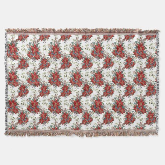 Festive Rich Red Poinsettia Flower Throw Blanket Deken (Voorkant)